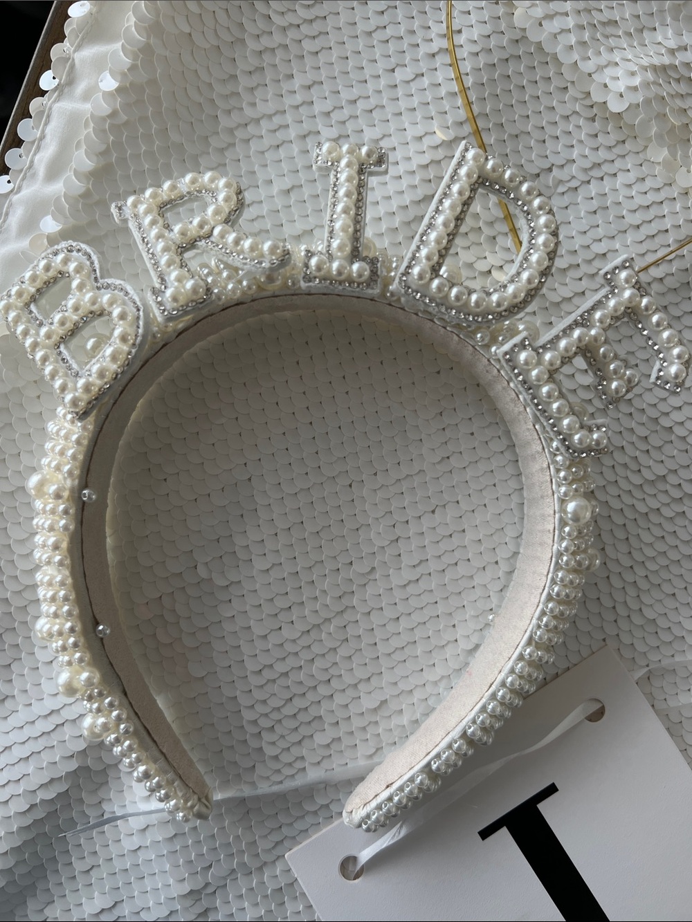 Beaded 'BRIDE' Pearl Headband